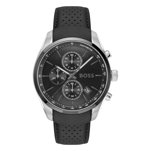 Hugo Boss Grand Prix Quartz Kronograf Läderarmband Svart
