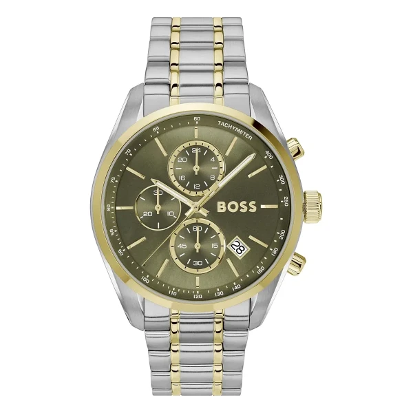 Hugo Boss Grand Prix Quartz Kronograf Tvåfärgad Stållänk Grön