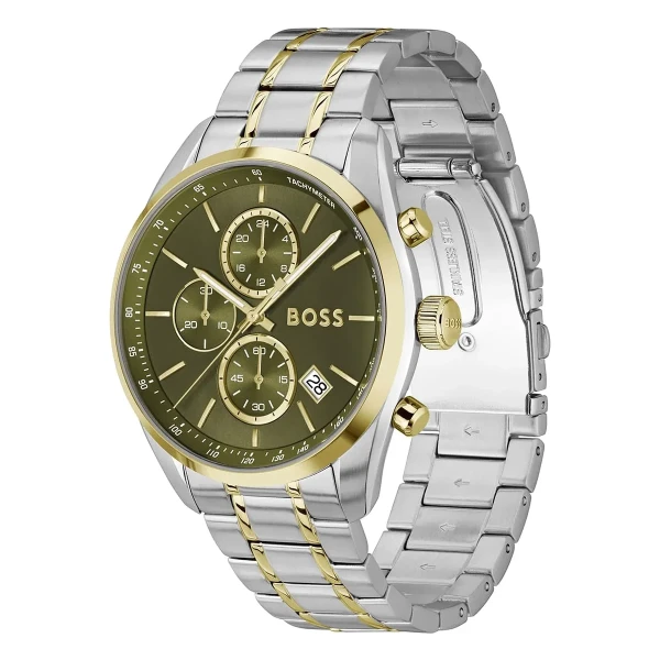 Hugo Boss Grand Prix Quartz Kronograf Tvåfärgad Stållänk Grön