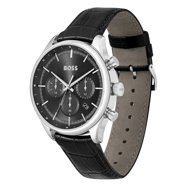 Hugo Boss Gregor Quartz Kronograf Läderarmband Svart