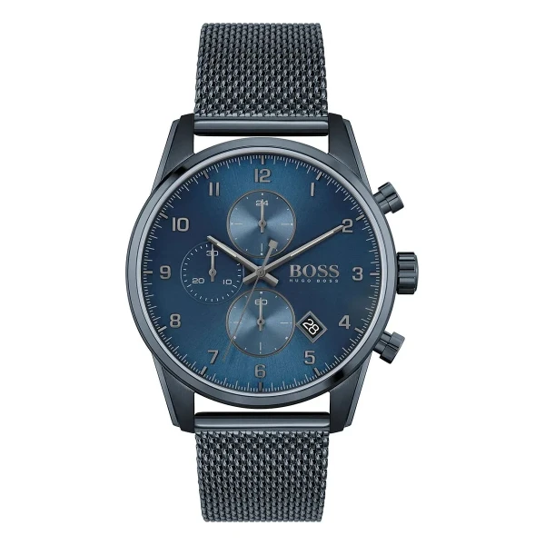 Hugo Boss Skymaster Quartz Kronograf Blå Meshlänk Blå