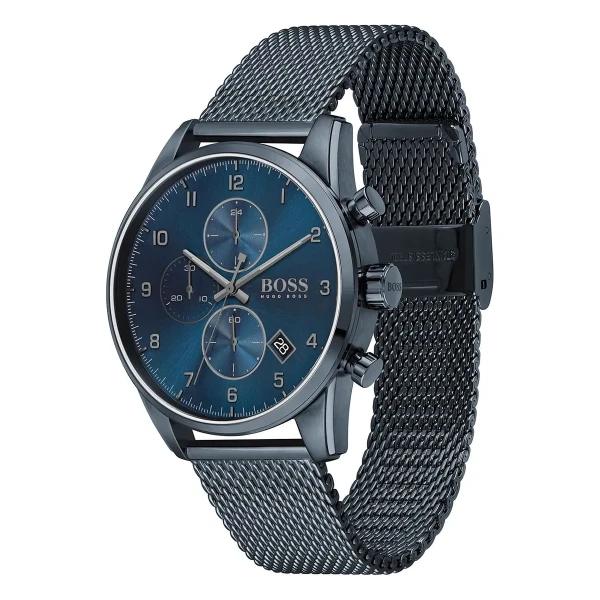 Hugo Boss Skymaster Quartz Kronograf Blå Meshlänk Blå