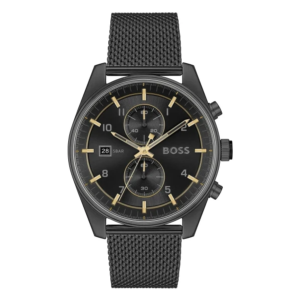 Hugo Boss Skytraveller Quartz Kronograf Svart Meshlänk Svart