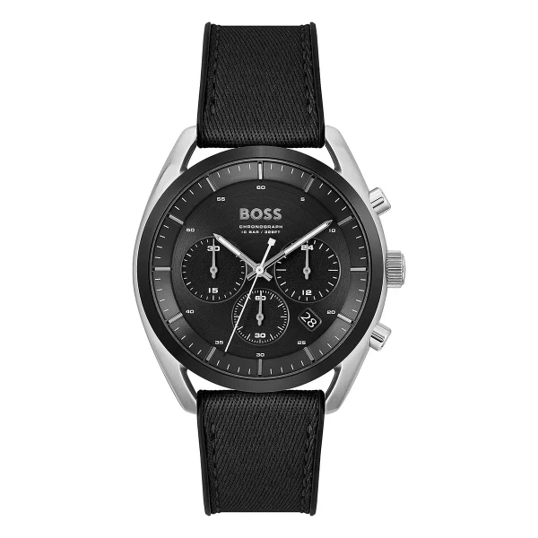 Hugo Boss Top Quartz Kronograf Silikonarmband Svart