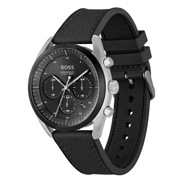 Hugo Boss Top Quartz Kronograf Silikonarmband Svart