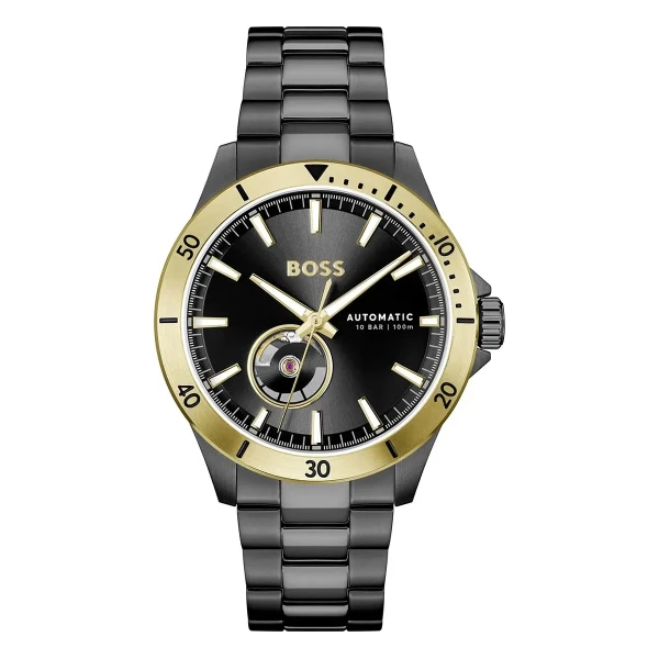 Hugo Boss Troper Automatic Öppet hjärta Svart Stållänk Svart