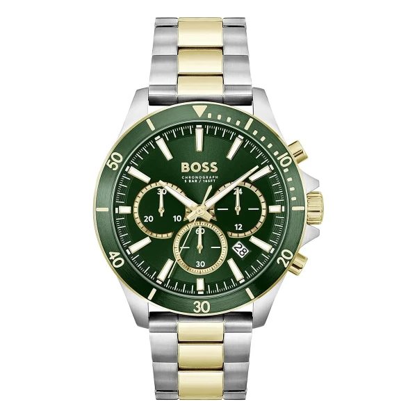 Hugo Boss Troper Quartz Kronograf Tvåfärgad Stållänk Grön