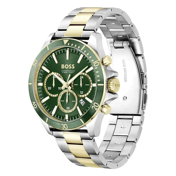 Hugo Boss Troper Quartz Kronograf Tvåfärgad Stållänk Grön