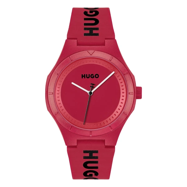 HUGO Lit For Him Quartz Silikonarmband Röd