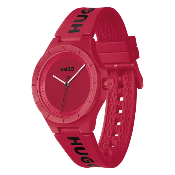 HUGO Lit For Him Quartz Silikonarmband Röd