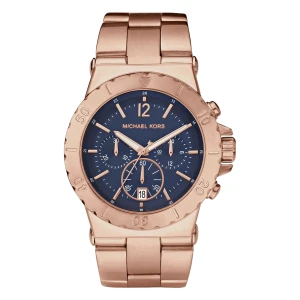 Michael Kors Bel Aire Quartz Kronograf Roséguldfärgad Stållänk Blå