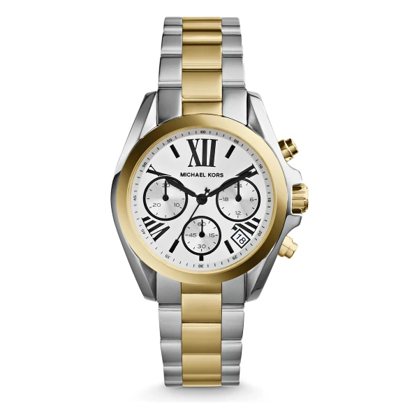 Michael Kors Bradshaw 36 mm Quartz Kronograf Tvåfärgad Stållänk Silver