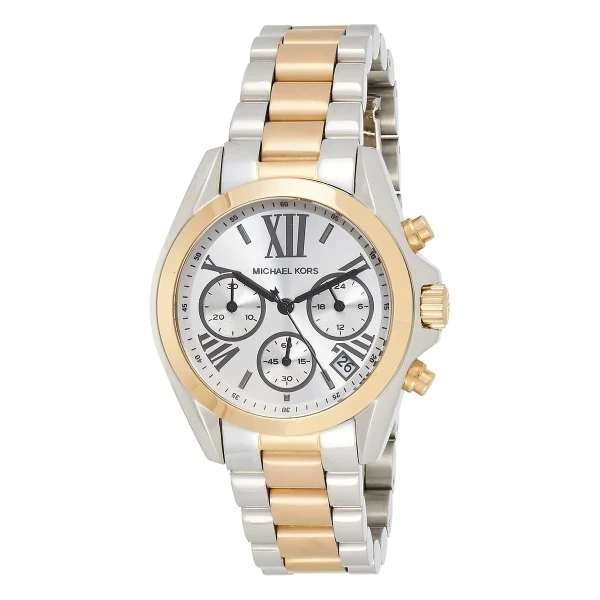 Michael Kors Bradshaw 36 mm Quartz Kronograf Tvåfärgad Stållänk Silver