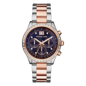 Michael Kors Brinkley Quartz Kronograf Kristaller Tvåfärgad Stållänk Blå