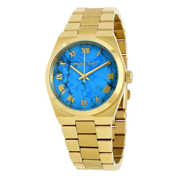 Michael Kors Channing Quartz Guldfärgad Stållänk Turkos