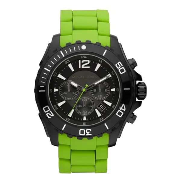 Michael Kors Drake Quartz Kronograf Svart Stållänk med Silikon Limegrön