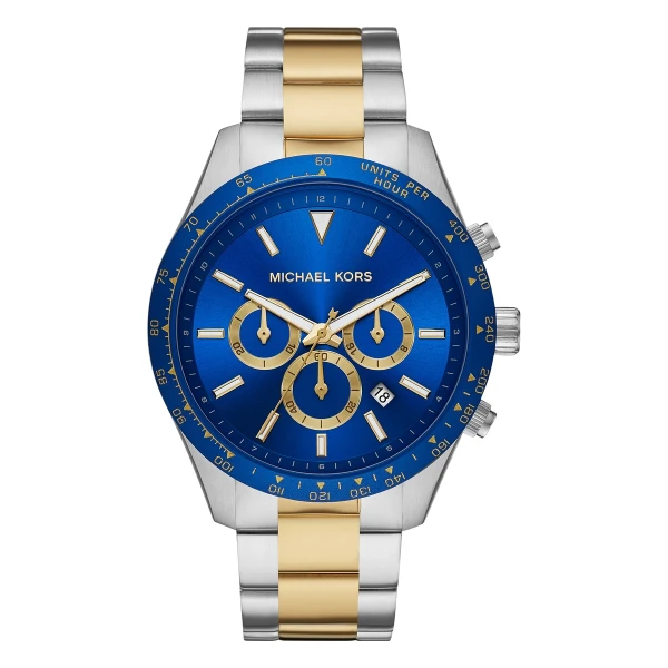 Michael Kors Layton 45 mm Quartz Kronograf Tvåfärgad Stållänk Blå