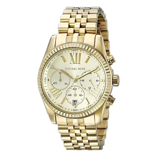 Michael Kors Lexington 38 mm Quartz Kronograf Guldfärgad Stållänk Guld