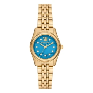 Michael Kors Lexington Quartz Guldfärgad Stållänk Blå