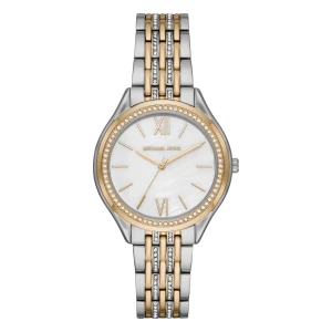 Michael Kors Mindy Quartz Kristaller Tvåfärgad Stållänk Vit Pärlemor