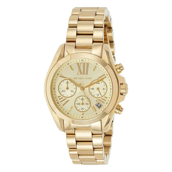 Michael Kors Mini Bradshaw Quartz Kronograf Guldfärgad Stållänk Guld