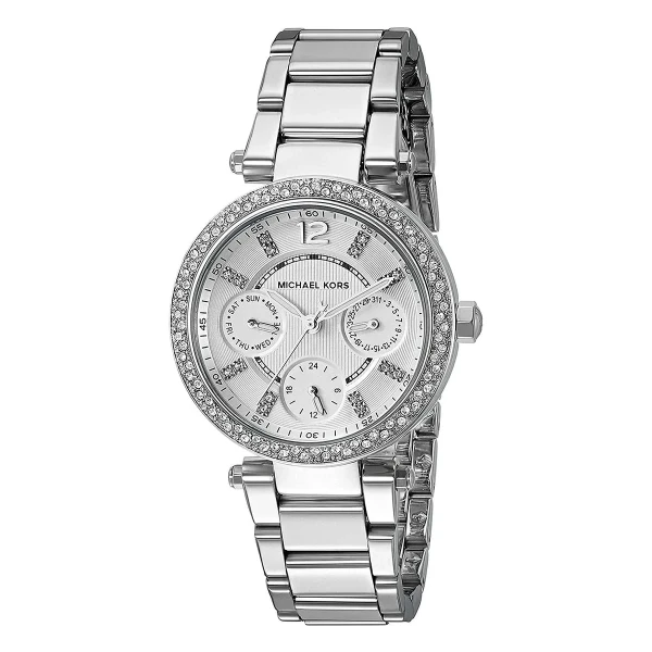 Michael Kors Mini Parker Pavé Quartz Multifunktion Stållänk Vit