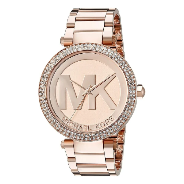 Michael Kors Parker Pavé Quartz Roséguldfärgad Stållänk Rosa