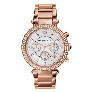 Michael Kors Parker Quartz Kronograf Roséguldfärgad Stållänk Vit