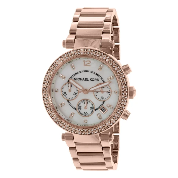 Michael Kors Parker Quartz Kronograf Roséguldfärgad Stållänk Vit