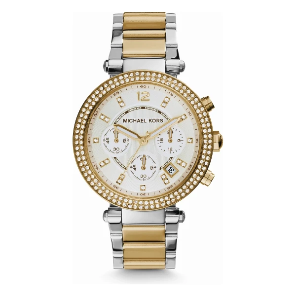 Michael Kors Parker Quartz Kronograf Tvåfärgad Stållänk Silver
