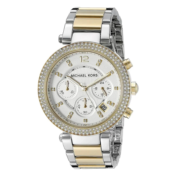 Michael Kors Parker Quartz Kronograf Tvåfärgad Stållänk Silver
