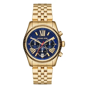Michael Kors Petite Lexington Quartz Kronograf Guldfärgad Stållänk Mörkblå