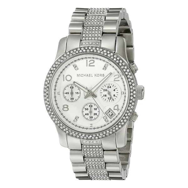 Michael Kors Runway 38 mm Quartz Kronograf Kristaller Stållänk Silver