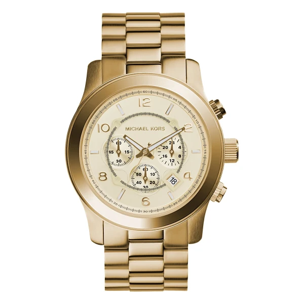 Michael Kors Runway 45 mm Quartz Kronograf Guldfärgad Stållänk Guld