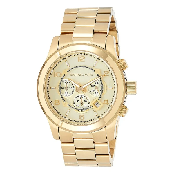 Michael Kors Runway 45 mm Quartz Kronograf Guldfärgad Stållänk Guld