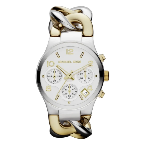 Michael Kors Runway Twist Quartz Kronograf Tvåfärgad Stållänk Vit