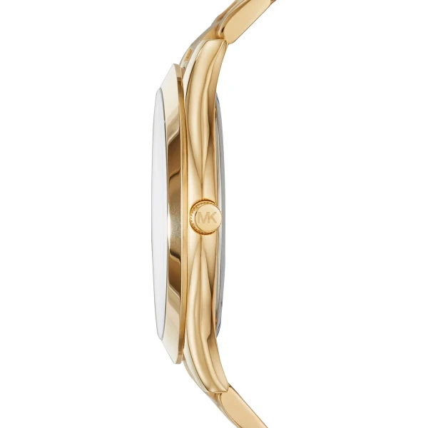 Michael Kors Slim Runway 42 mm Quartz Guldfärgad Stållänk Blå