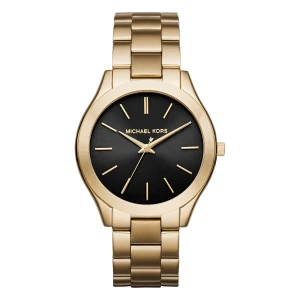 Michael Kors Slim Runway Quartz Guldfärgad Stållänk Svart
