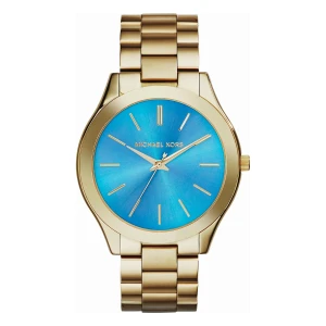Michael Kors Slim Runway Quartz Guldfärgad Stållänk Turkos