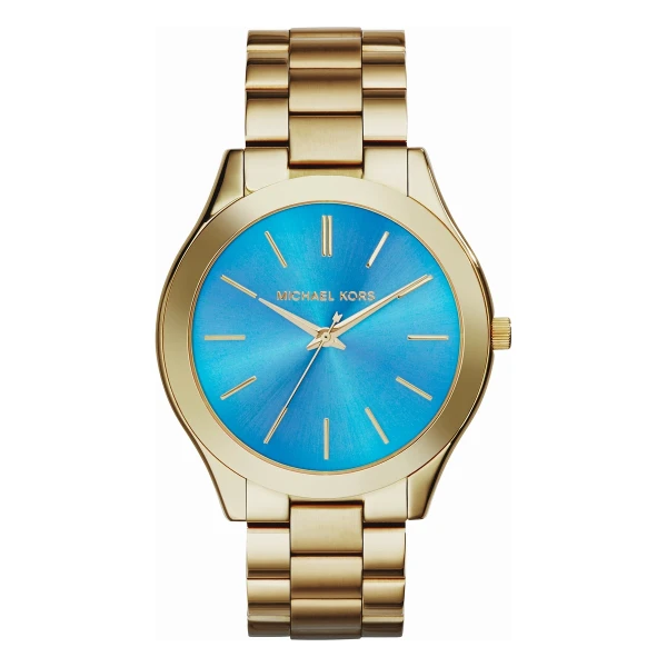 Michael Kors Slim Runway Quartz Guldfärgad Stållänk Turkos