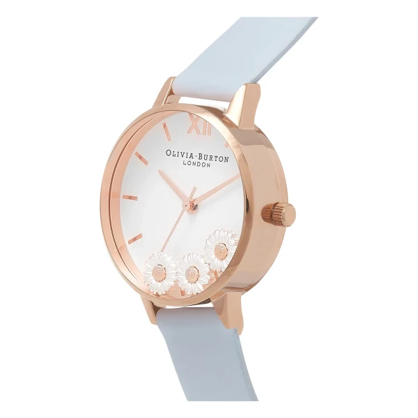 Olivia Burton Dancing Daisy Quartz Roséguldfärgad Läderarmband Vit