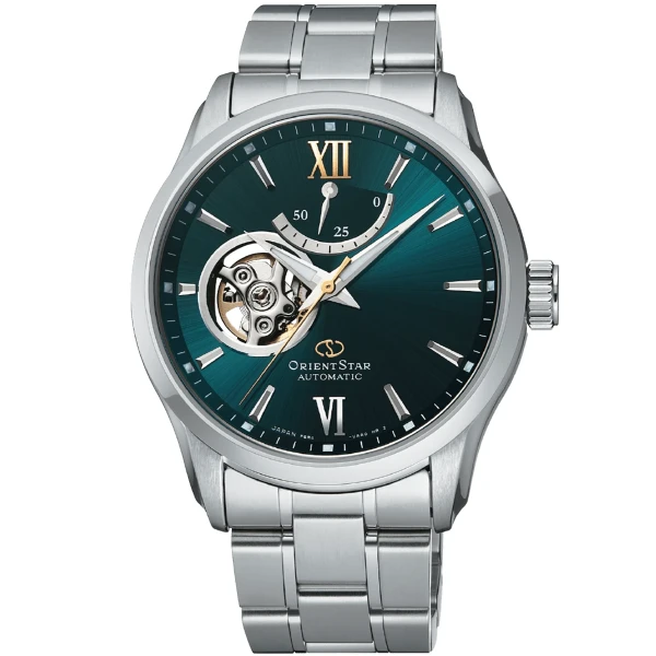 Orient Star Open Heart Automatic Stållänk Grön