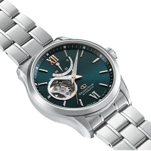 Orient Star Open Heart Automatic Stållänk Grön
