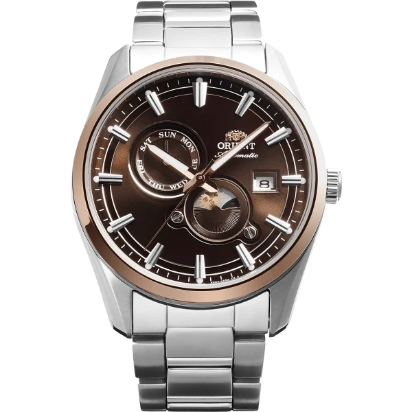Orient Stretto Sun and Moon Automatic Stållänk Brun