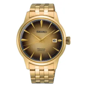 Seiko Presage Cocktail Time Automatic Tonad Tavla Guldfärgad Stållänk Brun