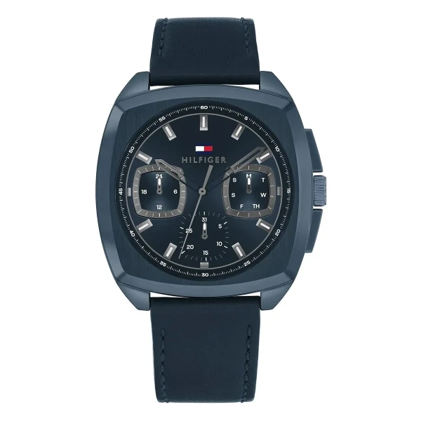 Tommy Hilfiger Apollo Quartz Multifunktion Läderband Blå