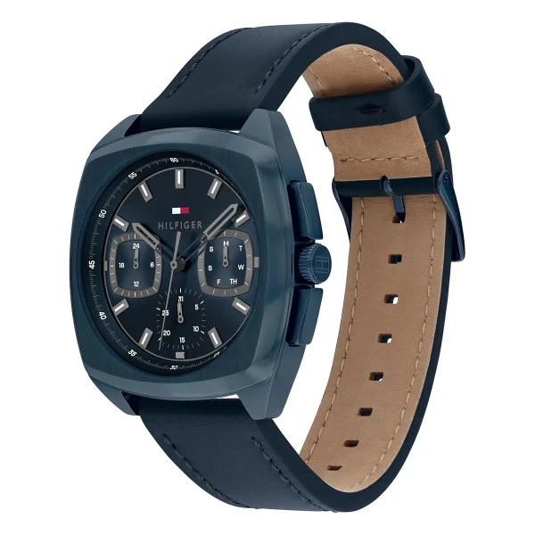 Tommy Hilfiger Apollo Quartz Multifunktion Läderband Blå