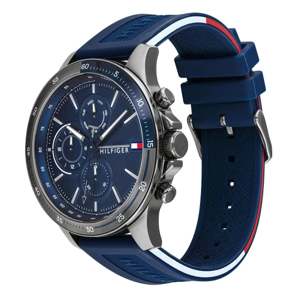 Tommy Hilfiger Bank Quartz Multifunktion Silikonarmband Blå