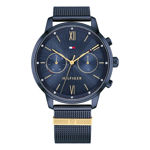 Tommy Hilfiger Blake Quartz Multifunktion Blåtonad Milaneselänk Blå