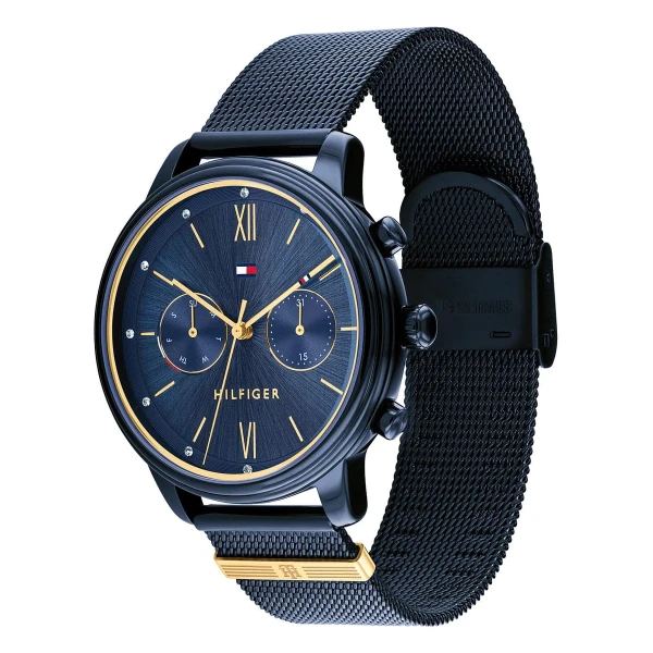 Tommy Hilfiger Blake Quartz Multifunktion Blåtonad Milaneselänk Blå
